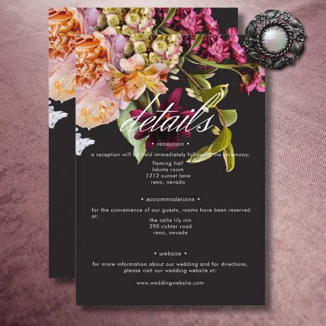Elegant Moody Burgundy & Pink Floral Details Enclosure Card (Elegant Moody Burgundy & Pink Floral Details Enclosure Card)