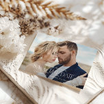 Elegant moody dark floral modern fall winter photo save the date<br><div class="desc">Elegant typography modern dark moody botanical floral wedding landscape photo announcement.</div>