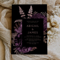 Elegant Moody Dark Floral Purple Rose Gold Wedding