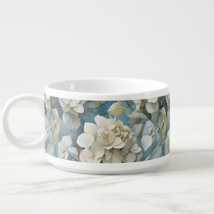 Elegant moody dusty blue watercolor florals bowl