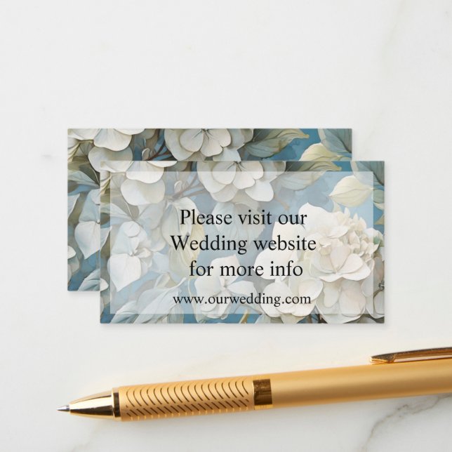 Elegant moody dusty blue watercolor florals enclosure card (Front/Back In Situ)