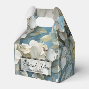 Elegant moody dusty blue watercolor florals favor boxes