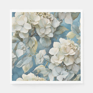 Elegant moody dusty blue watercolor florals napkins