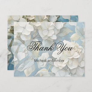 Elegant moody dusty blue watercolor florals thank you card