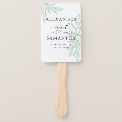 Elegant Moody Eucalyptus Leaves Greenery Wedding Hand Fan