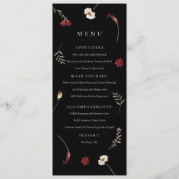 Elegant Moody Fall Autumn Wildflower Wedding  Menu