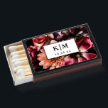 Elegant   Moody Floral Black Wedding Matchboxes<br><div class="desc">This gorgeous wedding matchbox design features lovely autumn flowers and elegant typography. This timeless design is an excellent choice for many styles of events,  from classic to rustic. Customized matchboxes make a wonderful wedding keepsake and add that extra special touch.</div>