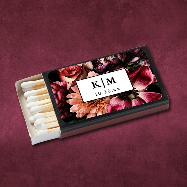Elegant + Moody Floral Black Wedding Matchboxes (Creator Uploaded)
