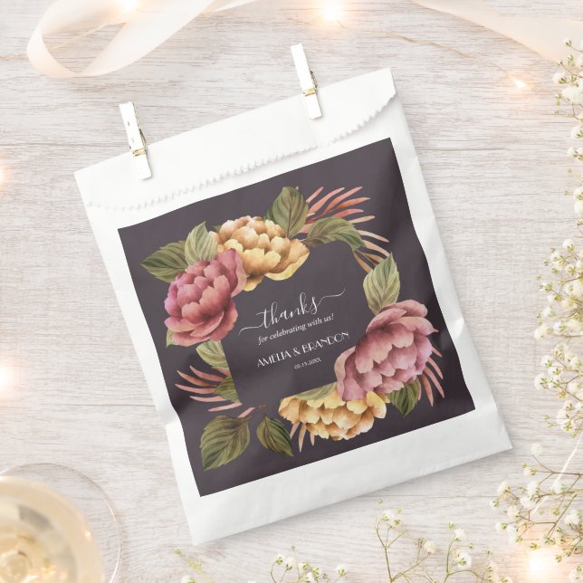 Elegant Moody Floral Wedding Favor Bag (Clipped)