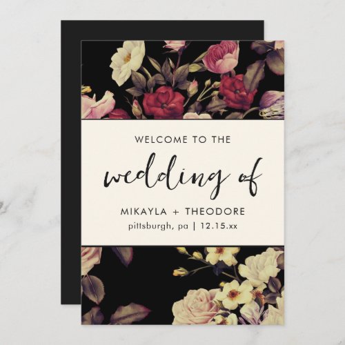 Elegant Moody Floral Wedding Program