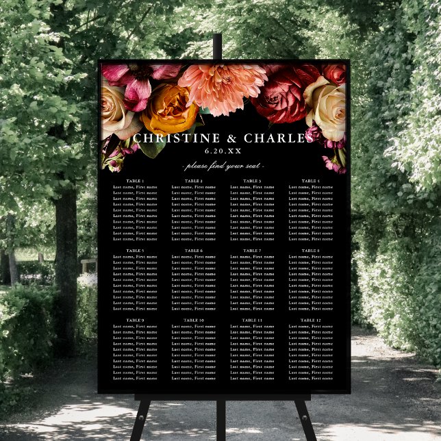 Elegant Moody Floral Wedding Seating Chart Poster (Creator Uploaded)
