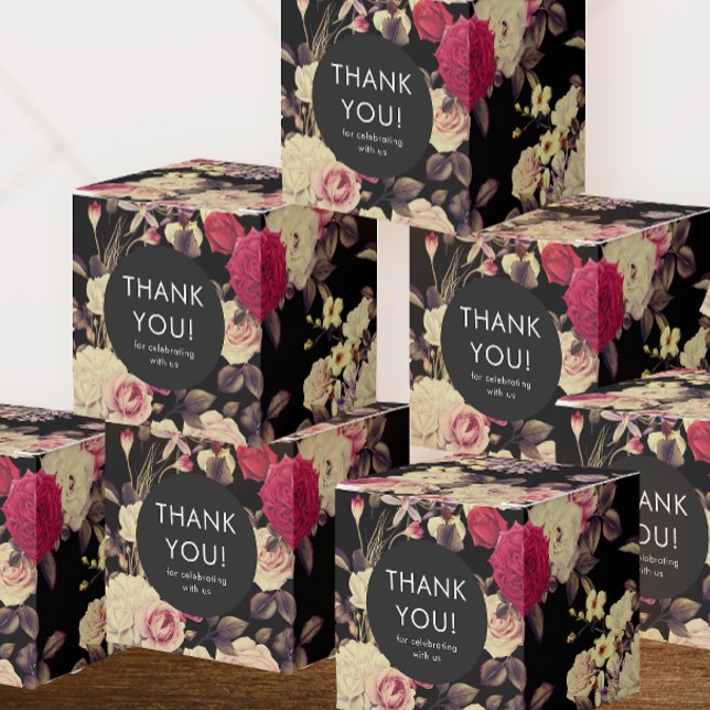 Elegant Moody Floral Wedding Thank You Favor Boxes (Set of beautiful floral favor boxes to thank wedding guests.)