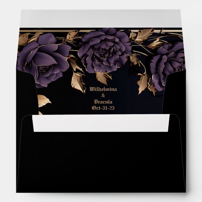 Elegant Moody Gothic Purple & Black RSVP Envelope (Back (Bottom))