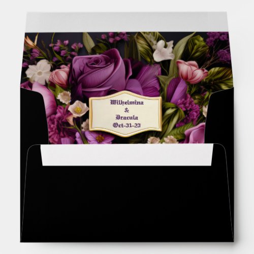 Elegant Moody Gothic Purple  Black RSVP Envelope