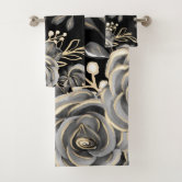 Black towel with deals gold trim