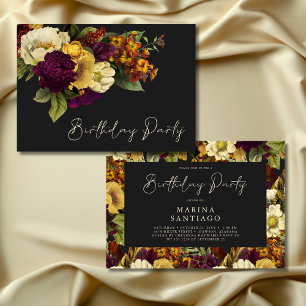 Elegant Moody Jewel Vintage Floral Birthday Party Invitation