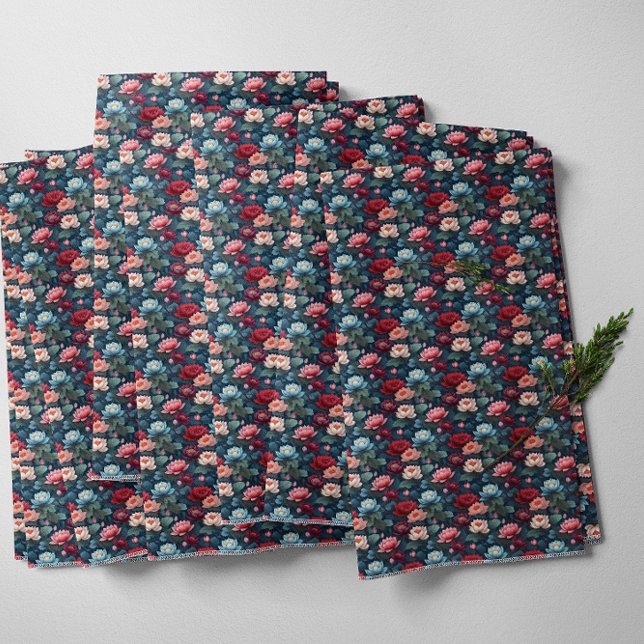 Elegant Moody Modern Lotus Flower Pattern Fabric (Elegant Moody Modern Lotus Flower Floral Pattern)