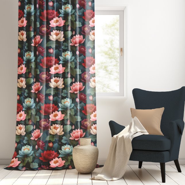 Elegant Moody Modern Lotus Flower Pattern Sheer Curtains (Elegant Modern Lotus Flower Pattern Sheer Curtains)