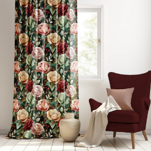 Elegant Moody Modern Rose Floral Pattern Blackout Curtains
