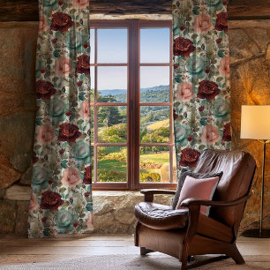 Elegant Moody Modern Rose Floral Pattern Sheer Curtains