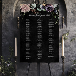 Elegant Moody Muted Pastel Floral Wedding Seating Foam Board