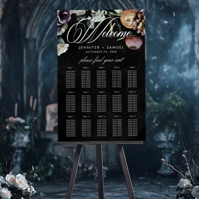 Elegant Moody Muted Pastel Floral Wedding Seating Foam Board (Elegant Moody Muted Pastel Floral Wedding Seating Foam Board)