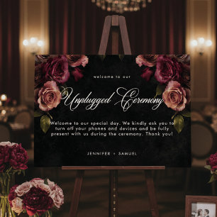 Elegant Moody Muted Rust Burgundy Floral Unplugged Foam Board