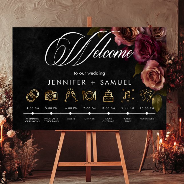 Elegant Moody Muted Rust Burgundy Order of Events  Foam Board (Elegant Moody Muted Rust Burgundy Order of Events Foam Board)