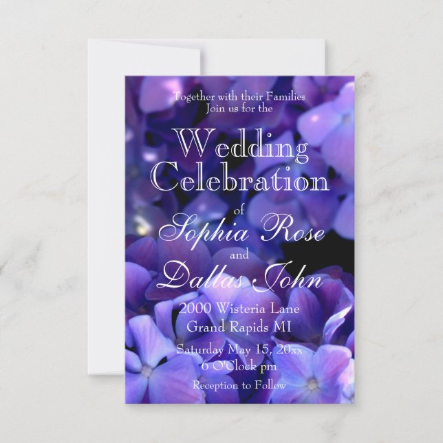 Elegant moody purple black floral Wedding  Invitation (Front)