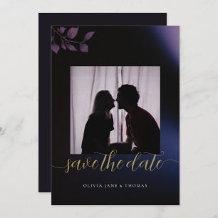 Elegant Moody Purple Floral Wedding Save the Date Invitation