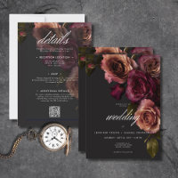 Elegant Moody Rust & Burgundy Floral Two Sided