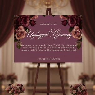 Elegant Moody Soft Rust Burgundy Floral Unplugged Foam Board