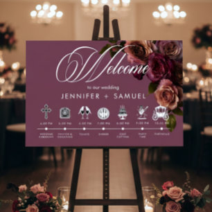 Elegant Moody Soft Rust Burgundy Order of Events Foam Board