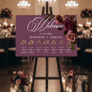 Elegant Moody Soft Rust Burgundy Order of Events Foam Board