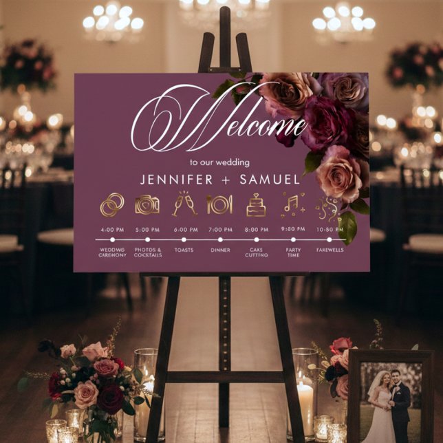 Elegant Moody Soft Rust Burgundy Order of Events  Foam Board (Creator Uploaded)