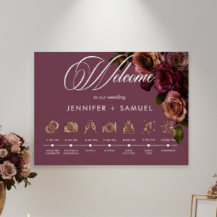 Elegant Moody Soft Rust Burgundy Order of Events Poster