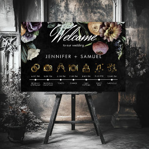 Elegant Moody Twilight Muted Floral Order Events Foam Board