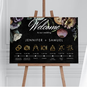 Elegant Moody Twilight Muted Floral Order Events Poster