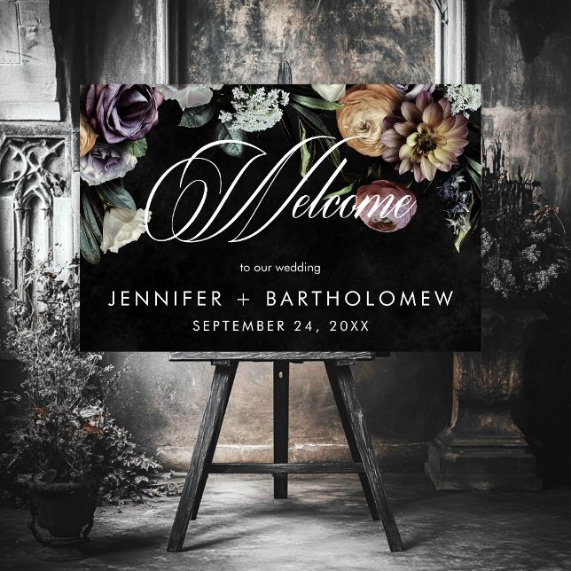 Elegant Moody Twilight Muted Pastel Floral Welcome Foam Board (Elegant Moody Twilight Muted Pastel Floral Welcome Foam Board)