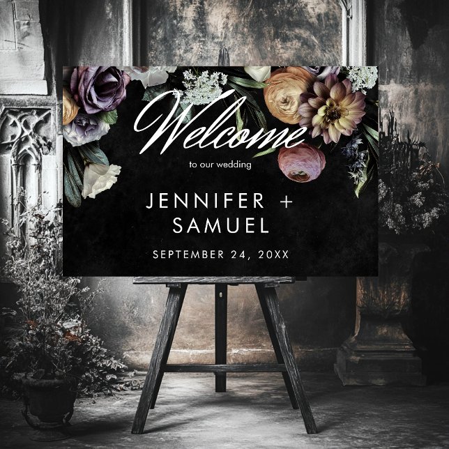 Elegant Moody Twilight Muted Pastel Floral Welcome Foam Board (Elegant Moody Twilight Muted Pastel Floral Welcome Foam Board)