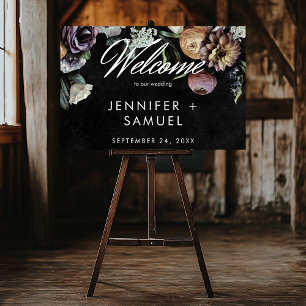 Elegant Moody Twilight Muted Pastel Floral Welcome Poster