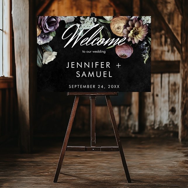 Elegant Moody Twilight Muted Pastel Floral Welcome Poster (Creator Uploaded)