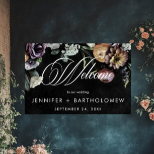 Elegant Moody Twilight Muted Pastel Floral Welcome Poster