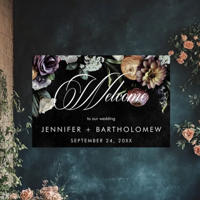 Elegant Moody Twilight Muted Pastel Floral Welcome Poster (Elegant Moody Twilight Muted Pastel Floral Welcome Poster)