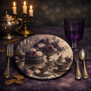 Elegant Moody Twilight Tea Party Paper Plate