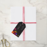 Elegant Moody Vibrant Harvest Floral Bridal Shower Gift Tags<br><div class="desc">Embrace the opulent beauty of a fall floral harvest with our captivating bridal shower gift tags. A dramatic, yet soft black background provides the perfect canvas for a breathtakingly realistic bouquet. Imagine a vibrant explosion of color, featuring roses in orange and dark magenta, with small magenta pink flowers and purple...</div>