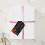 Elegant Moody Vibrant Harvest Floral Bridal Shower Gift Tags<br><div class="desc">Embrace the opulent beauty of a fall floral harvest with our captivating bridal shower gift tags. A dramatic, yet soft black background provides the perfect canvas for a breathtakingly realistic bouquet. Imagine a vibrant explosion of color, featuring roses in orange and dark magenta, with small magenta pink flowers and purple...</div>