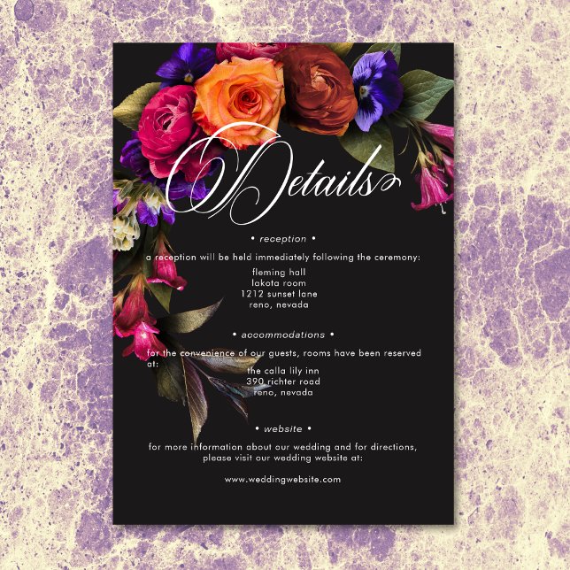 Elegant Moody Vibrant Harvest Floral Details Enclosure Card (Elegant Moody Vibrant Harvest Floral Details Enclosure Card)