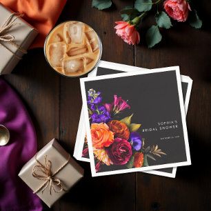 Elegant Moody Vibrant Harvest Floral Shower Napkins
