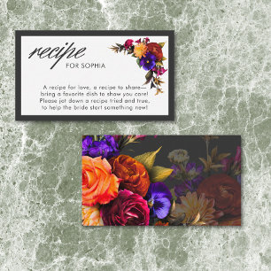 Elegant Moody Vibrant Harvest Floral Shower Recipe Enclosure Card